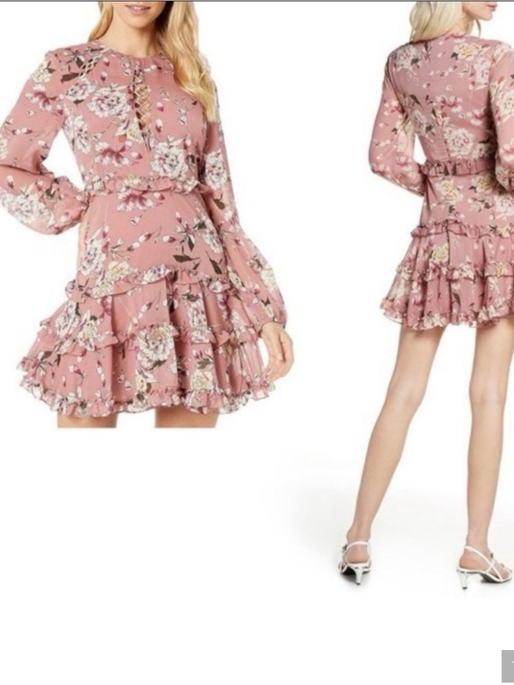 Bardot Hazel Floral Ruffle Mini Dress Pink Size 4